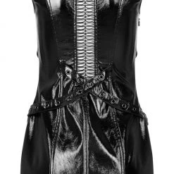 Punk Rave Women's Stuff Patent Leather Hollowed Out Dress