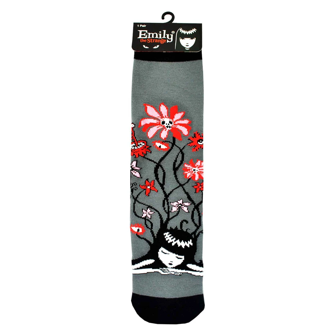 Emily The Strange Flower Knitted Cotton Crew Socks 6 Emily The Strange Flower Knitted Cotton Crew Socks