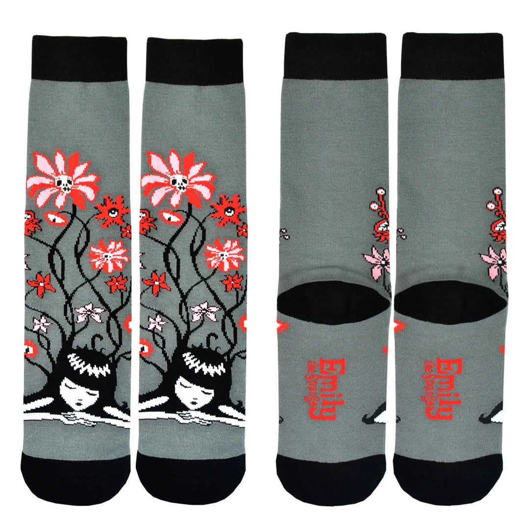 Emily The Strange Flower Knitted Cotton Crew Socks 5 Emily The Strange Flower Knitted Cotton Crew Socks