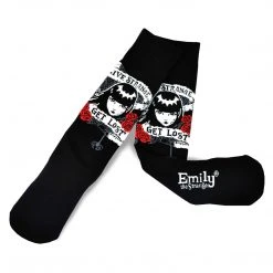 Emily The Strange Get Lost Knitted Cotton Crew Socks