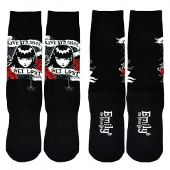 Emily The Strange Get Lost Knitted Cotton Crew Socks