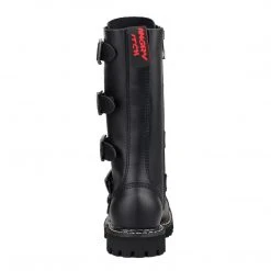 Angry Itch 14-Hole 5-Buckle Black Leather Boots Men's Stuff