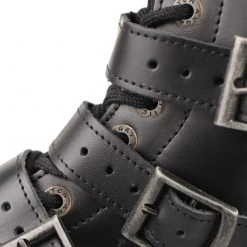 Angry Itch 14-Hole 5-Buckle Black Leather Boots Men's Stuff