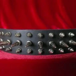 Ape Leather Men's Stuff 3 Row Spiked Wristband With Long And Short Spikes
