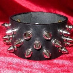 Ape Leather 3-Row Spiked Wristband
