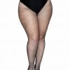 Leg Avenue Stockings & Leggings Backseam Fishnet Pantyhose -Black Plus Size