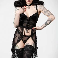 Killstar Be Veiled Lace Basque Women's Stuff