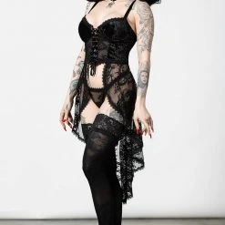 Killstar Be Veiled Lace Basque Women's Stuff
