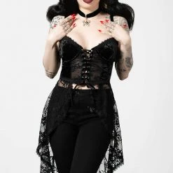 Killstar Be Veiled Lace Basque Women's Stuff