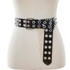 Funk Plus Black Vinyl Belt With Double Row Silver Eyelets 2 Funk Plus Black Vinyl Belt With Double Row Silver Eyelets