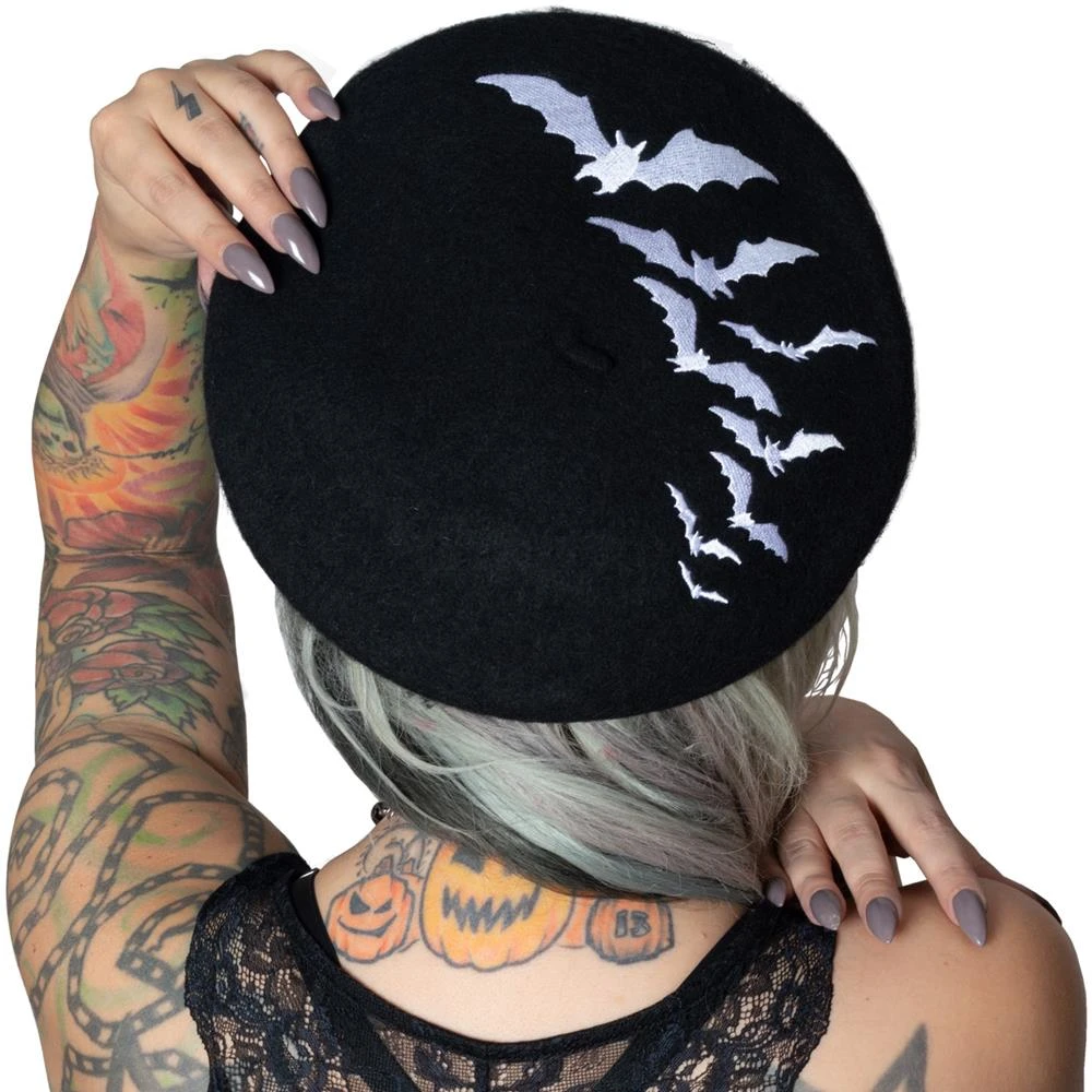Kreepsville666 Bat Repeat White Beret Hat Men's Stuff 5 Kreepsville666 Bat Repeat White Beret Hat Men's Stuff