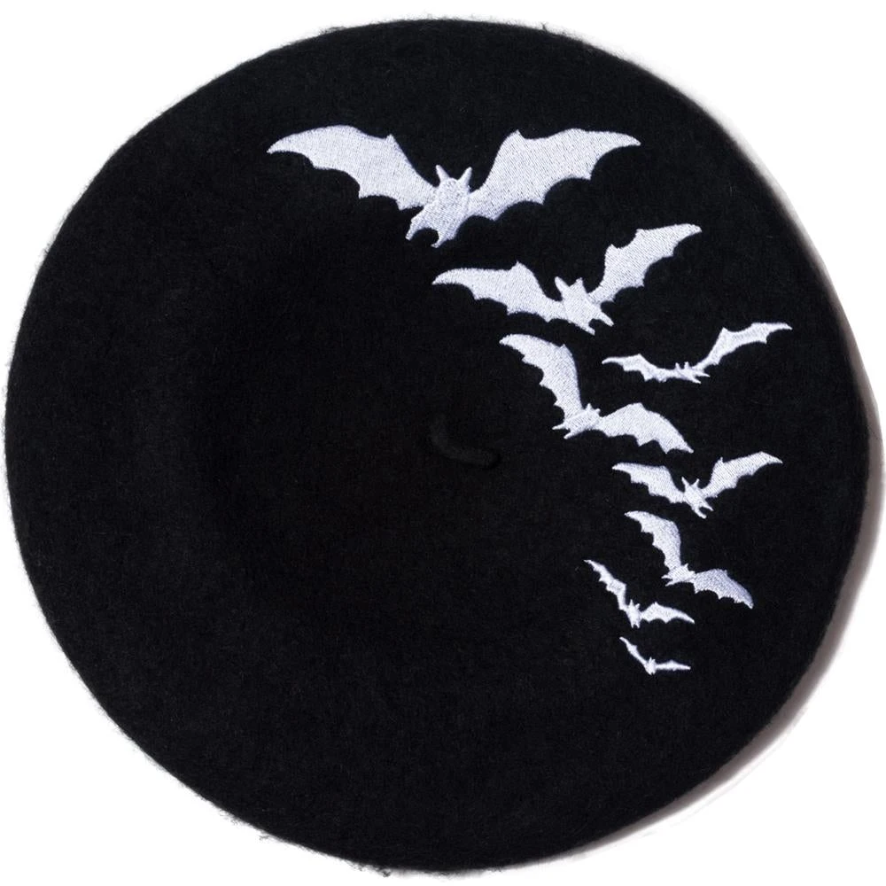 Kreepsville666 Bat Repeat White Beret Hat Men's Stuff 3 Kreepsville666 Bat Repeat White Beret Hat Men's Stuff
