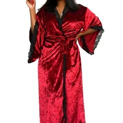 FOXBLOOD Bathory Dressing Robe - Crimson Red Crushed Velvet (Limited Edition) Women's Stuff