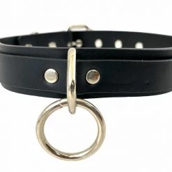 Funk Plus Black Vegan Leather Choker With Loop And Ring