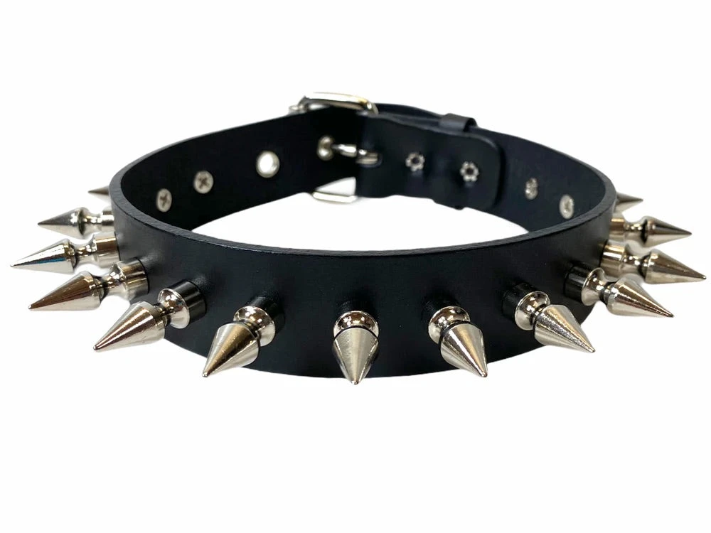 Funk Plus Chokers And Collars Vegan Leather Choker With 1" Spikes 3 Funk Plus Chokers And Collars Vegan Leather Choker With 1" Spikes