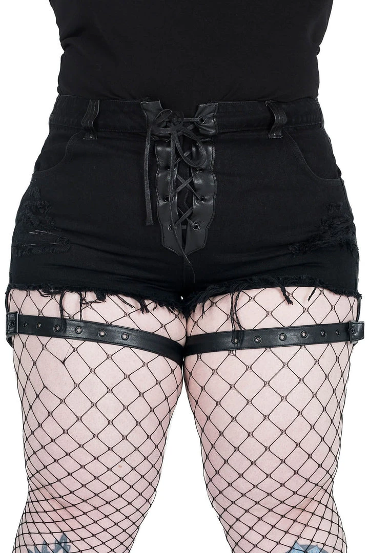 Killstar Women's Stuff Contraband Denim Shorts 6 Killstar Women's Stuff Contraband Denim Shorts