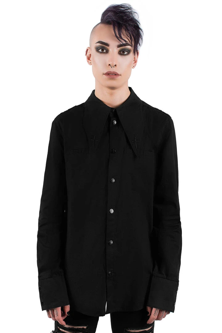 Killstar Crucifaction Button-Up Shirt 3 Killstar Crucifaction Button-Up Shirt