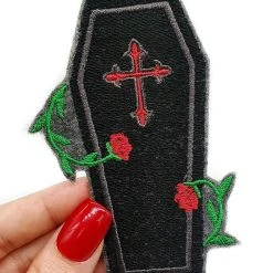 Project Pinup Coffin And Roses Gothic Iron On Embroidered Patch Gift Ideas
