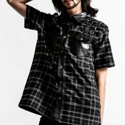 Killstar Daze Button-Up Shirt [ASH TARTAN] Men's Stuff