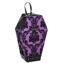 Rock Rebel Damask Coffin Backpack In Purple Bags & Backpacks