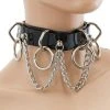 Funk Plus Chokers And Collars Black Vinyl 4-Ring Hanging Chain Choker 1 Funk Plus Chokers And Collars Black Vinyl 4-Ring Hanging Chain Choker