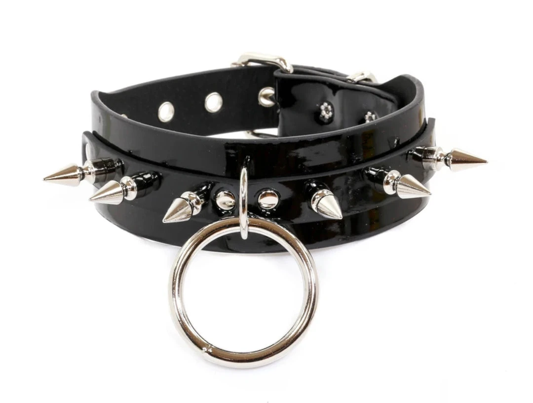 Funk Plus Spike Sub Bondage Choker - Black Vinyl Men's Stuff 3 Funk Plus Spike Sub Bondage Choker - Black Vinyl Men's Stuff
