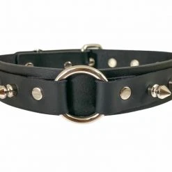 Funk Plus 1 1/8" Black Vegan Leather Spike O-Ring Collar Men's Stuff