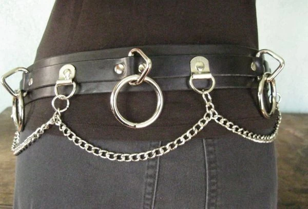 Ape Leather Plus Size Five Ring Bondage Leather Belt With Chain 5 Ape Leather Plus Size Five Ring Bondage Leather Belt With Chain
