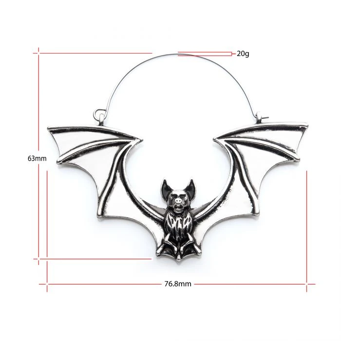 BodyVibe Flying Vampire Bat Plug Hoops Jewelry 4 BodyVibe Flying Vampire Bat Plug Hoops Jewelry