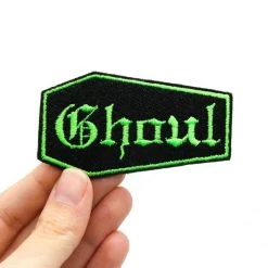Project Pinup Gothic Coffin Ghoul Embroidered Iron On Patch - Black And Green Gift Ideas