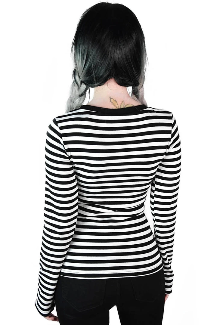Killstar Jett Long Sleeve Top - Black & White Women's Stuff 4 Killstar Jett Long Sleeve Top - Black & White Women's Stuff