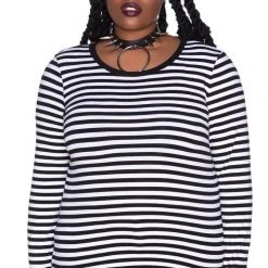 Killstar Jett Long Sleeve Top - Black & White Women's Stuff 7 Killstar Jett Long Sleeve Top - Black & White Women's Stuff