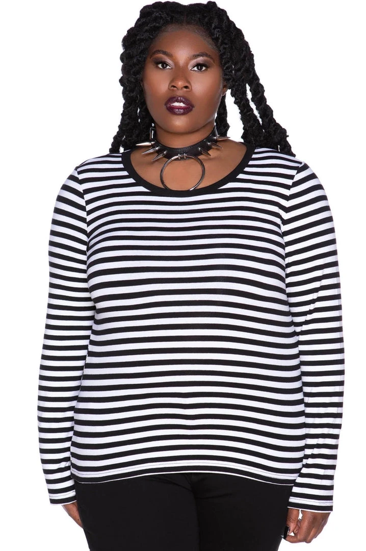 Killstar Jett Long Sleeve Top - Black & White Women's Stuff 5 Killstar Jett Long Sleeve Top - Black & White Women's Stuff