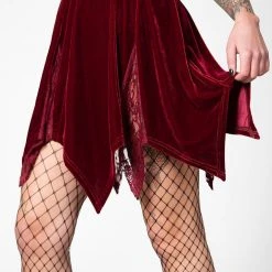 Killstar Lester Velvet Mini Skirt [BLOOD] Women's Stuff
