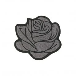 Project Pinup Large Gray And Black Rockabilly Rose Iron-On Embroidered Patch