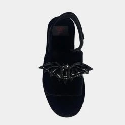 Strange Cvlt Lilly Bat Black Velvet Platform Sandal Footwear