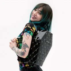 Rock Rebel Lucy Quilted Coffin Backpack In Black