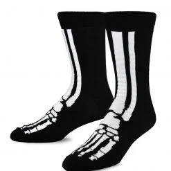 TeeHee Men's Skeleton Foot Polyester Crew Socks