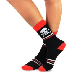 TeeHee Gift Ideas Men's Cotton Crew Skulls And Stripes With Red Accent 5-Pack