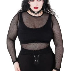 Killstar Overkill Fishnet Top - Black Women's Stuff