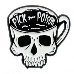 Ectogasm Pick Your Poison Skull Coffee Cup Enamel Pin Pins