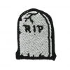 Project Pinup Gift Ideas RIP Tombstone Small Black And Gray Iron On Embroidered Patch