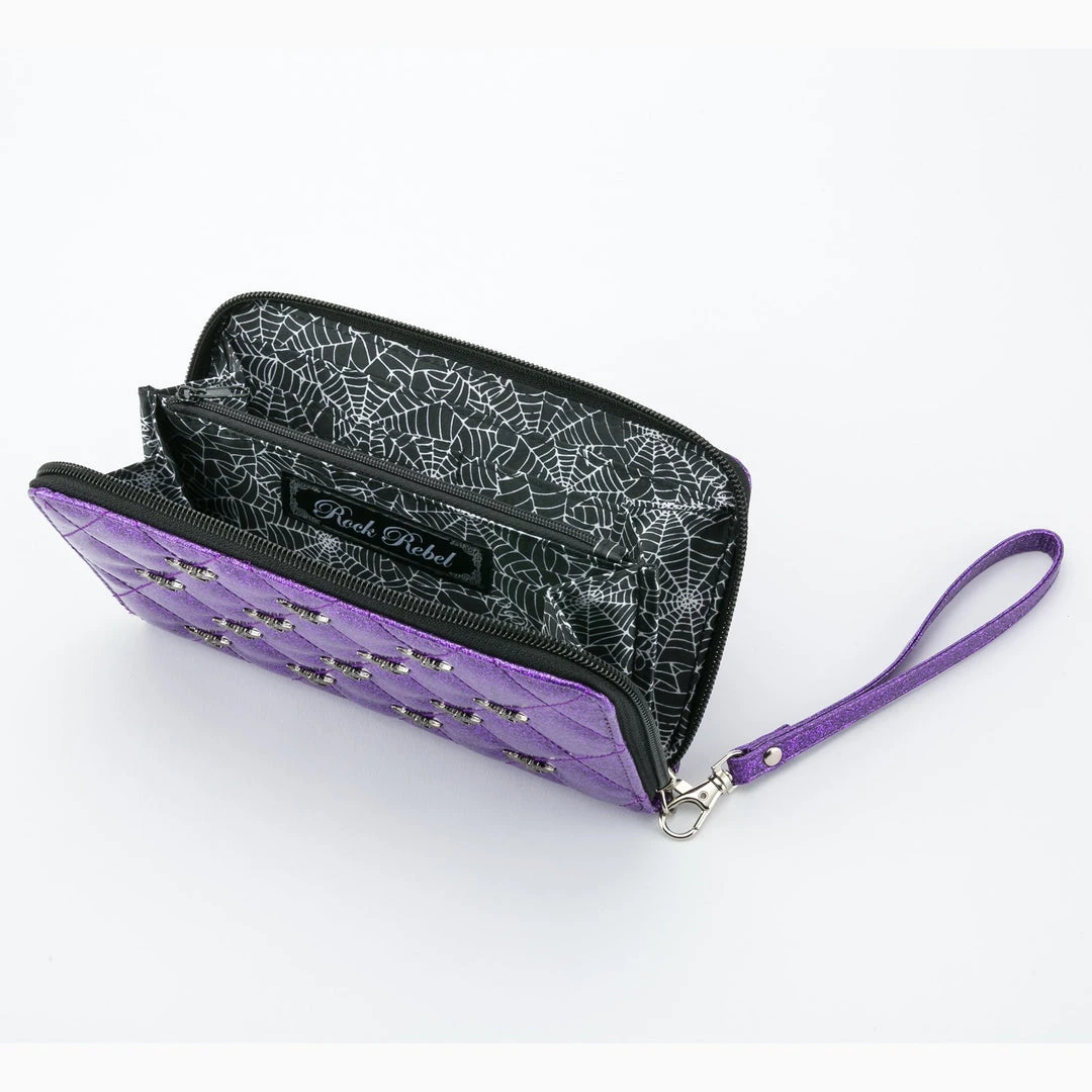 Rock Rebel Studded Bats Purple Glitter Wallet 5 Rock Rebel Studded Bats Purple Glitter Wallet