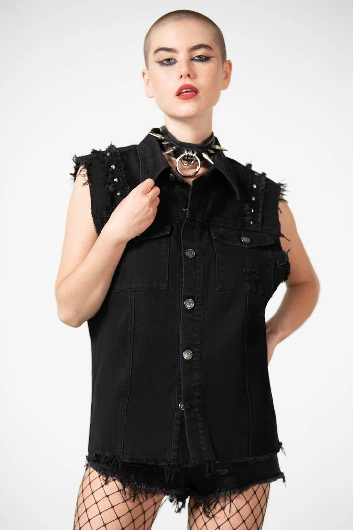 Killstar Ruse Denim Vest Men's Stuff 9 Killstar Ruse Denim Vest Men's Stuff