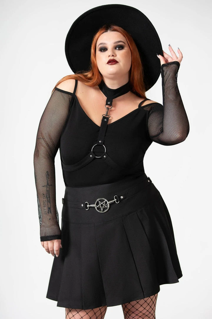 Killstar Women's Stuff Scary Pleated Skirt 8 Killstar Women's Stuff Scary Pleated Skirt