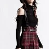Killstar Women's Stuff Shadows Suspender Mini Skirt [BLOOD TARTAN]