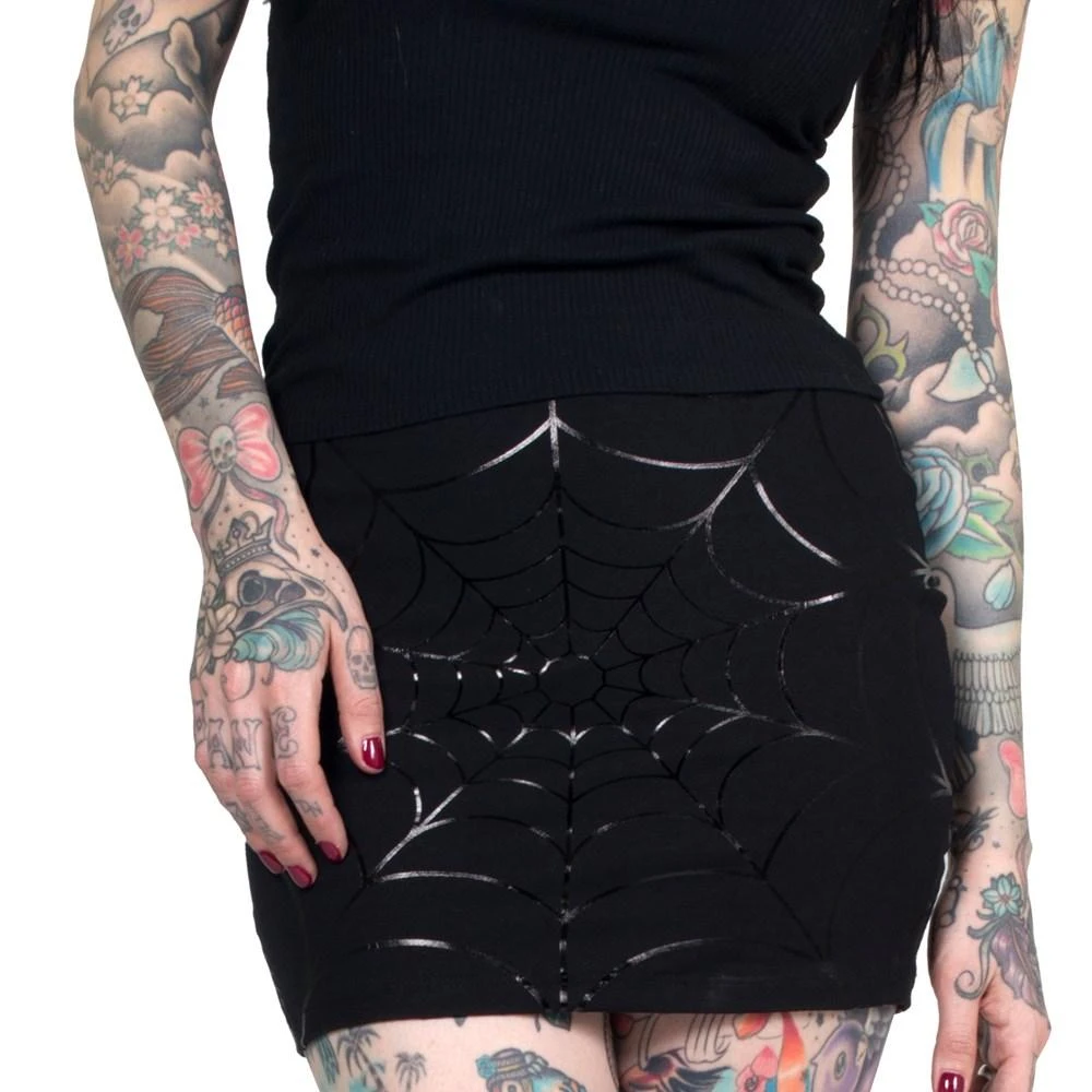 Kreepsville666 Web Mini Skirt Black Foil 4 Kreepsville666 Web Mini Skirt Black Foil