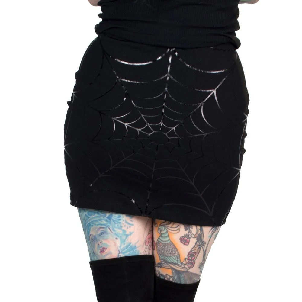 Kreepsville666 Web Mini Skirt Black Foil 3 Kreepsville666 Web Mini Skirt Black Foil