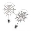 BodyVibe Stainless Steel With Silver Plated Spider Web And Dangling Spider Plug Hoops 2 BodyVibe Stainless Steel With Silver Plated Spider Web And Dangling Spider Plug Hoops