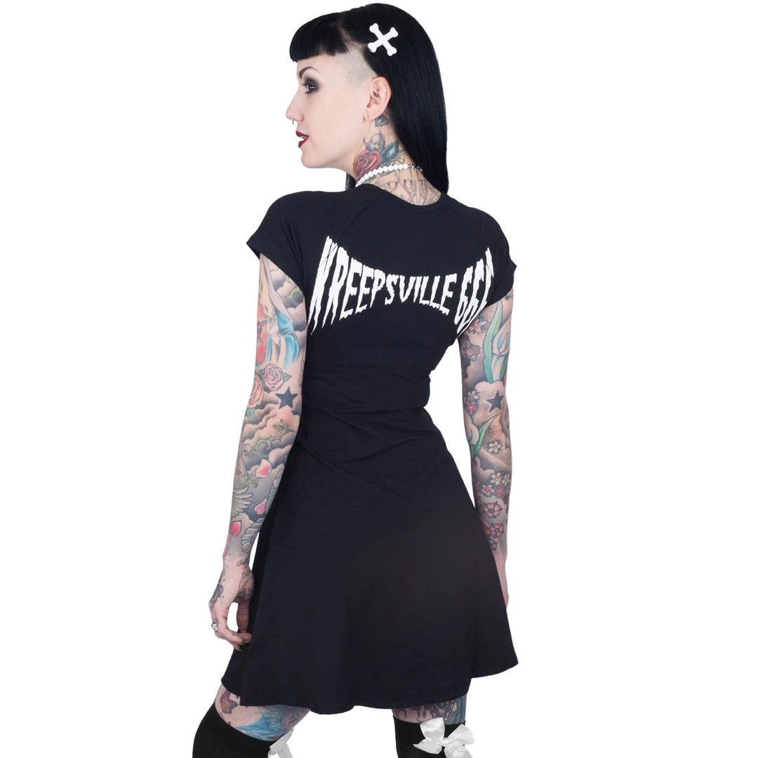 Kreepsville666 Women's Stuff Skeleton White Flare Dress 5 Kreepsville666 Women's Stuff Skeleton White Flare Dress